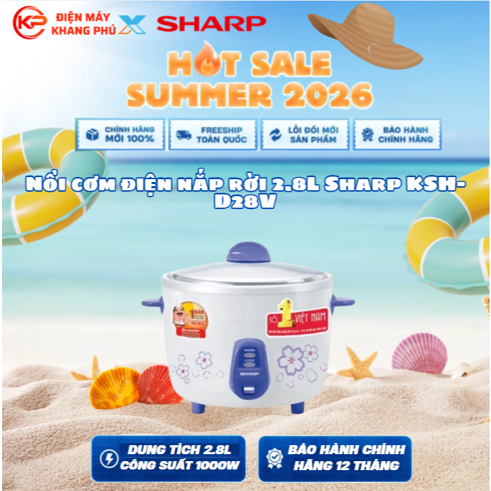 Nồi cơm điện nắp rời 2.8L Sharp KSH-D28V