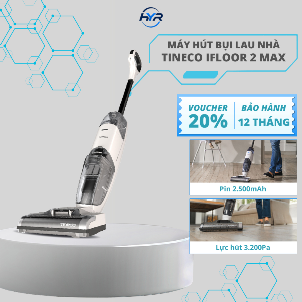 Máy hút bụi lau sàn không dây Tineco iFloor 2 Max - Thời gian hoạt động 22 phút - Tự động làm sạch c