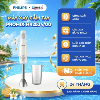 Máy xay sinh tố cầm tay Promix Philips HR2534/00 (trục xay inox), Xay nhanh chóng, tiện lợi, bảo hành 2 năm