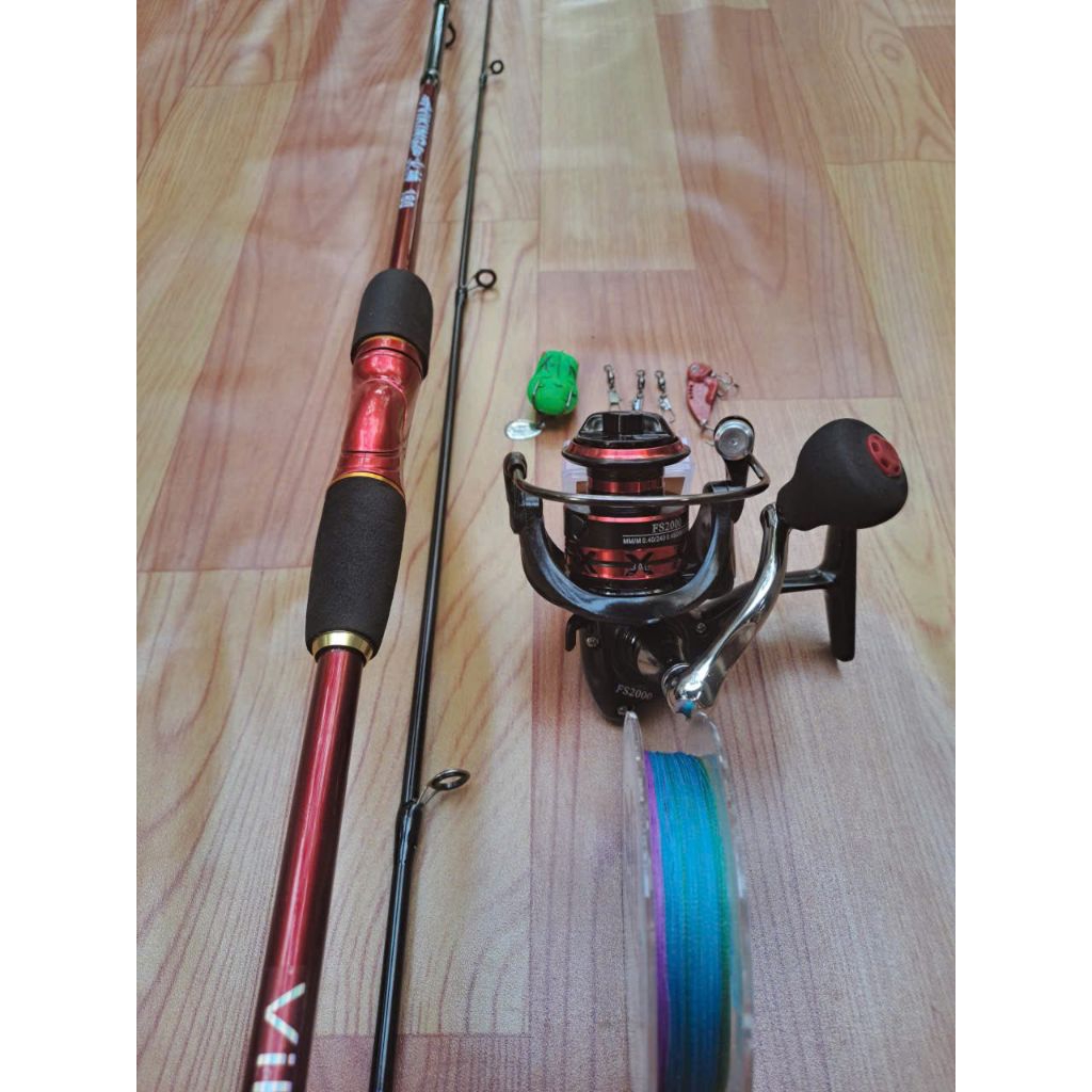 combo bộ cần câu lure viking hỏa thần kèm máy fs 2000 nhái và cá sắt