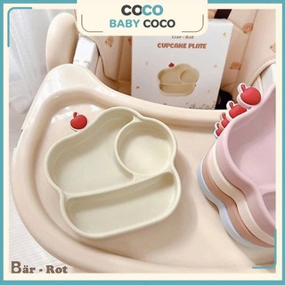 Khay ăn dặm silicone Bar-rot hình gấu cao cấp chịu nhiệt, khay ăn dặm cho bé