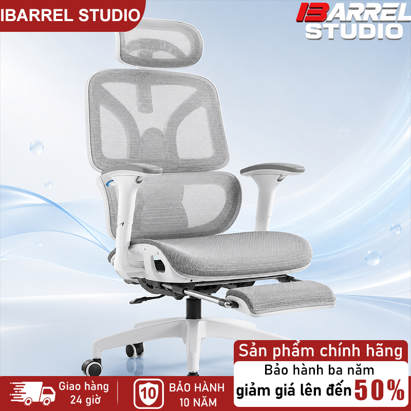 IBARREL Ghế ergonomic van phong thoang khi chong dau lung tua dau dieu chinh cao do freeShip