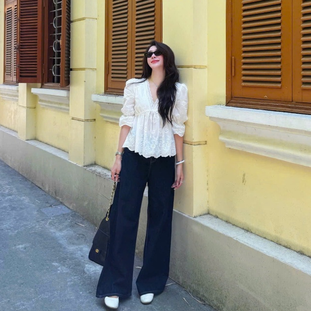 (ẢNH OLDSCHOOL) Áo kiểu ren thô điệu tay chuông rút dây A3737 Joana Top | BigBuy360 - bigbuy360.vn