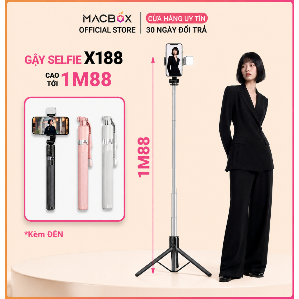 (Tặng đèn)Tripod điện thoại Gậy chụp ảnh 3 chân cao 1M88 Cây chụp hình Selfie tự sướng camera Quay video Livestream | BigBuy360 - bigbuy360.vn