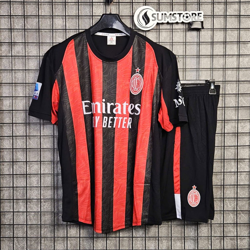 Bộ Áo AC Milan Sọc 2025  - Quần Áo Đá Banh Nam Nữ Mới Nhất
