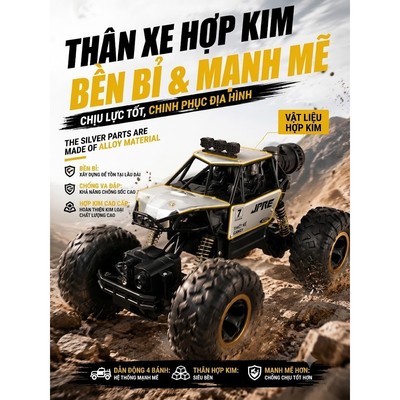 Đồ chơi xe ô tô địa hỉnh điều khiển từ xa KAVY phun được khói bằng hợp kim có đèn tần số 2.4Ghz