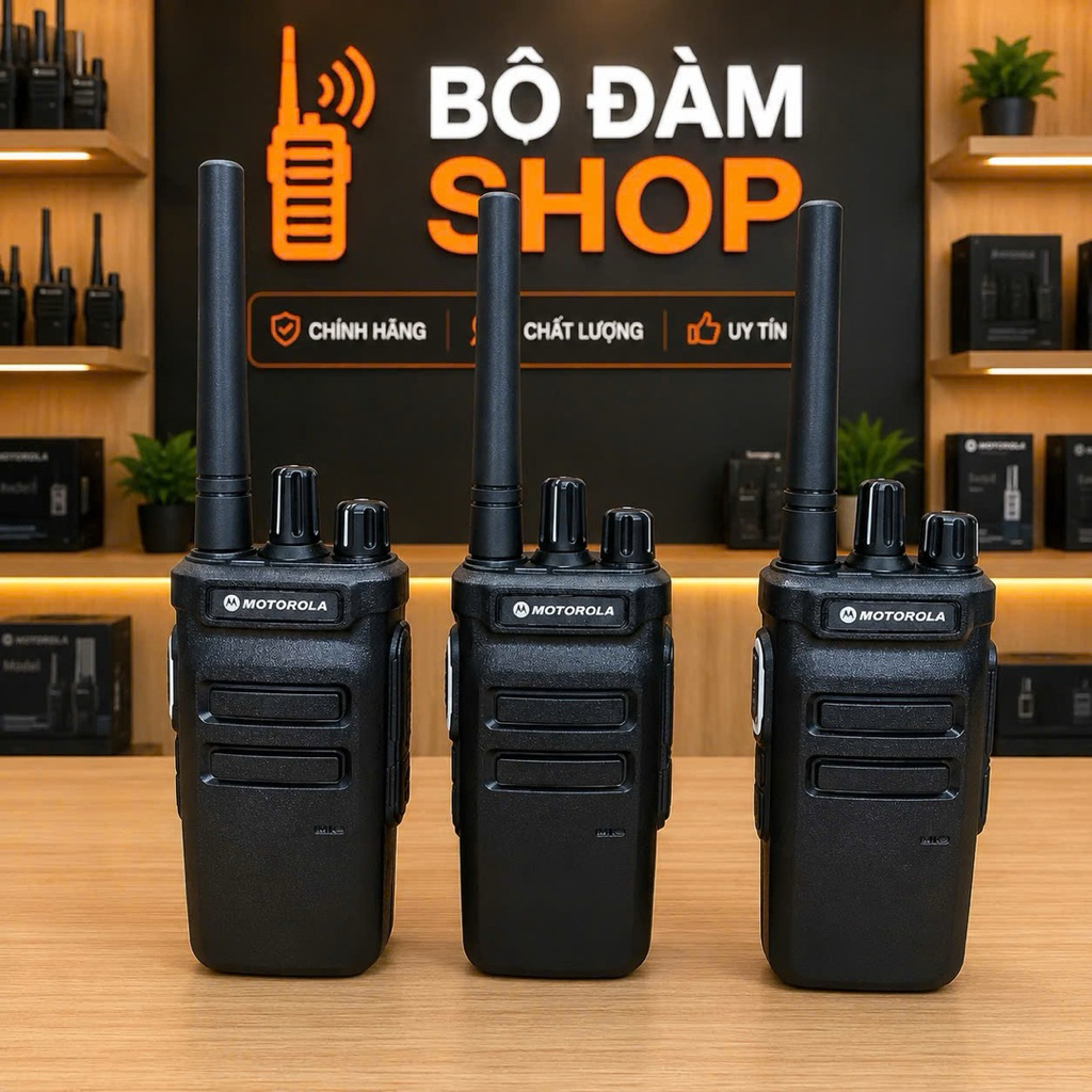 Compo 3 Máy Bộ Đàm Motorola GP-328D+ Tự Động Sao Chép Tần Số, tặng kèm tai nghe cao cấp