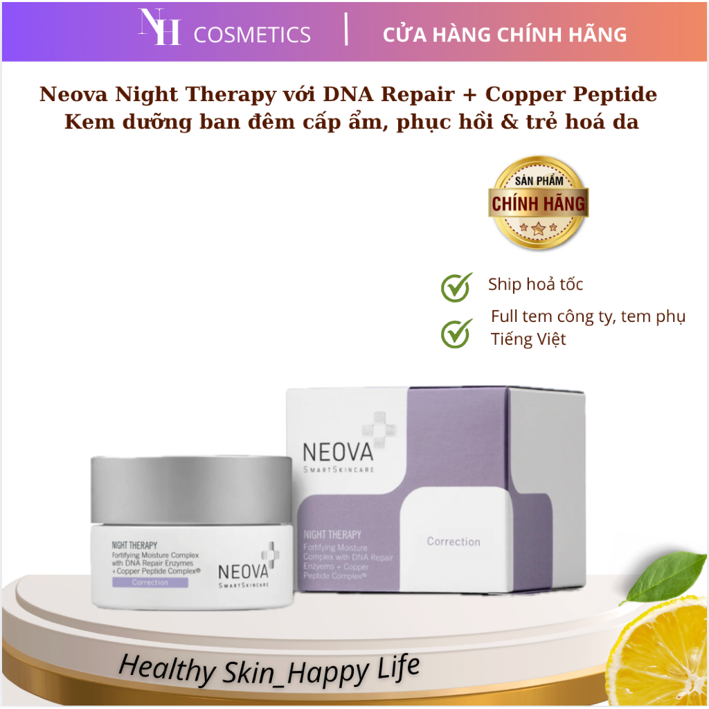 [TEM CTY] Kem Dưỡng Ban Đêm Neova Night Therapy Với DNA  Repair & Đồng Peptide Phục Hồi Trẻ Hoá Da