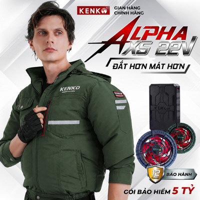 Áo điều hòa gắn quạt KENKO ALPHA X5 22V phiên bản nâng cấp, 24000mAh chạy 8-18 tiếng, bảo hành 12 TH
