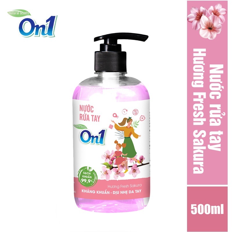 Nước rửa tay sạch khuẩn ON1 hương Fresh Sakura 500ml 00313