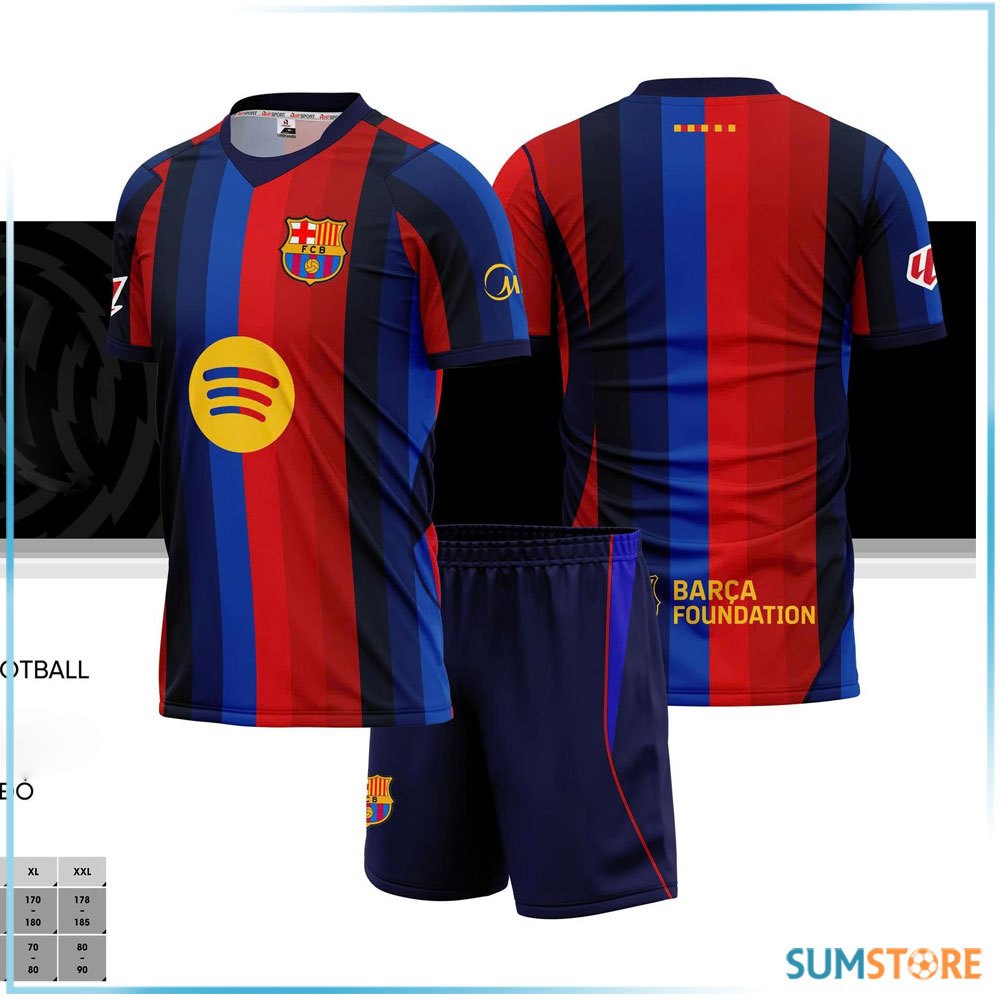 Đồ Đá Banh Thể Thao CLB Barca Sân Nhà 2026 - Áo Bóng Đá Nam Nữ Mới