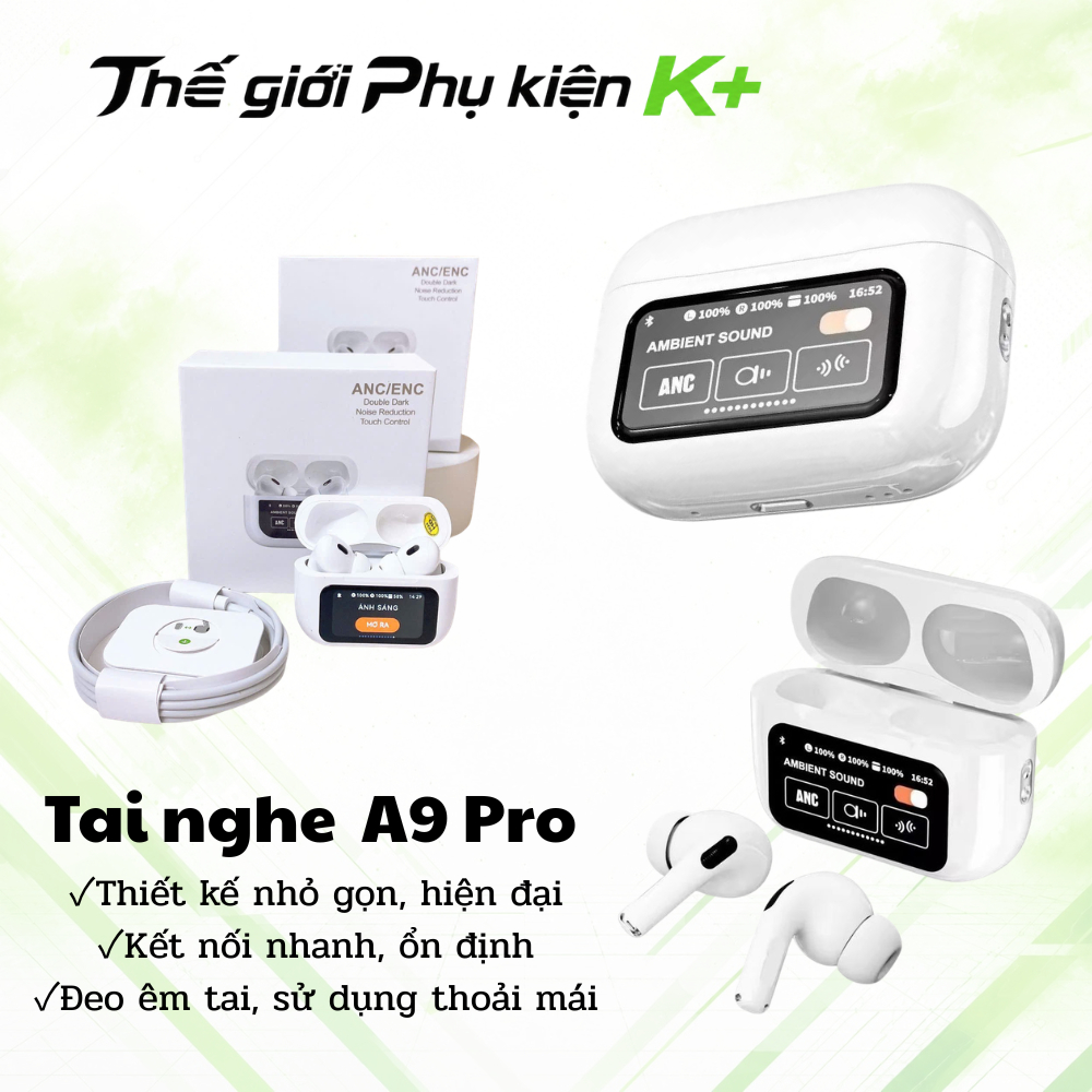 Tai Nghe Bluetooth Chống Ồn Màn Hình Cảm Ứng A9 Pro Tai Nghe Nhét Tai Không Dây Full Chức Năng