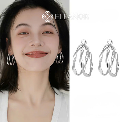 Bông tai nữ chuôi bạc 925 Eleanor Accessories viền xoắn phụ kiện trang sức khuyên tai 12164