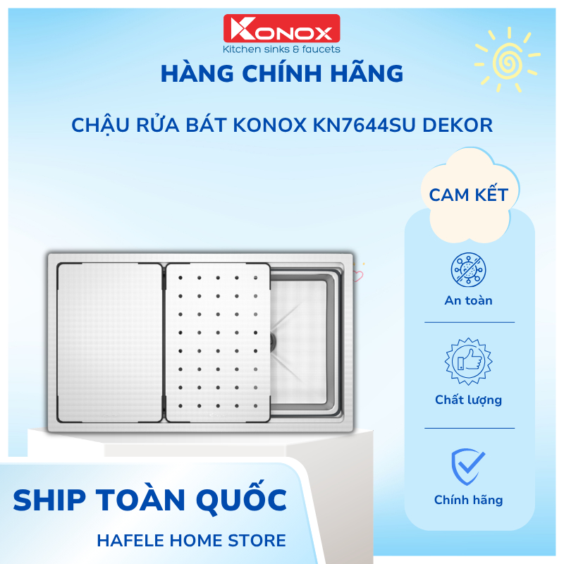 Chậu Rửa Konox Workstation KN7644SU Dekor – Bề Mặt Dập Hạt - Chống Trầy - Linh Hoạt Lắp Đặt