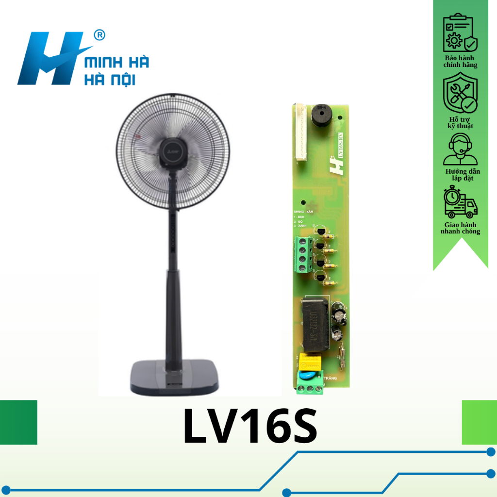 Bo Mạch Quạt Cây Mitsubishi LV16S-RA/RV Điều Khiển Từ Xa, Dễ Lắp Đặt