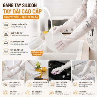 Găng tay silicon tay dài, Bao tay cao su tay dài, Bao tay