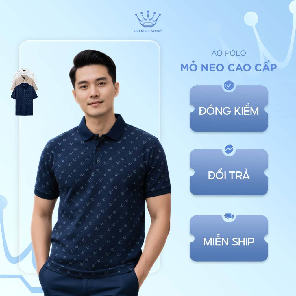 Áo Polo Mỏ Neo Richard Adam Cotton Cao Cấp, Thoáng Khí, Co Giãn, Form Suông Khỏe Khoắn PL050326