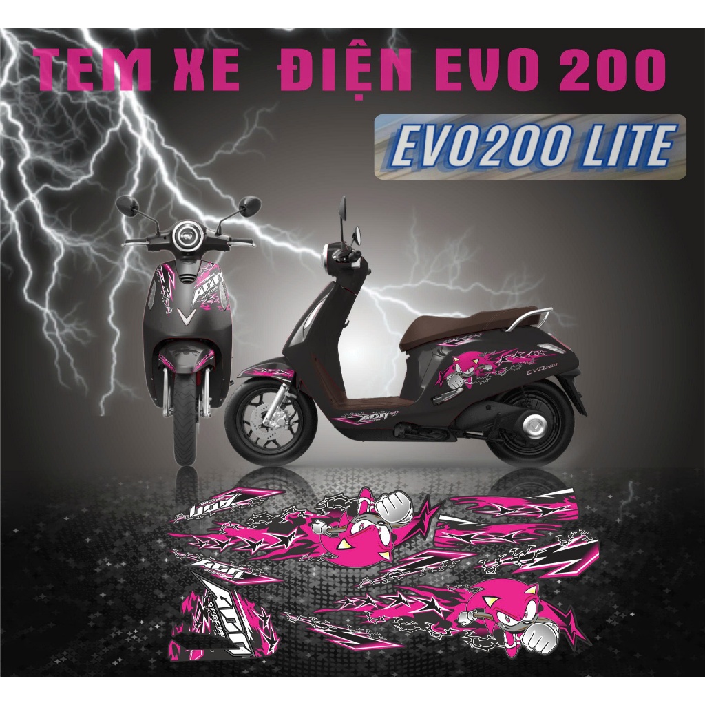 Tem Rời Xe Điệ Evo 200 . evo lite neo, tem xe máy điện mẫu tem sonic v2