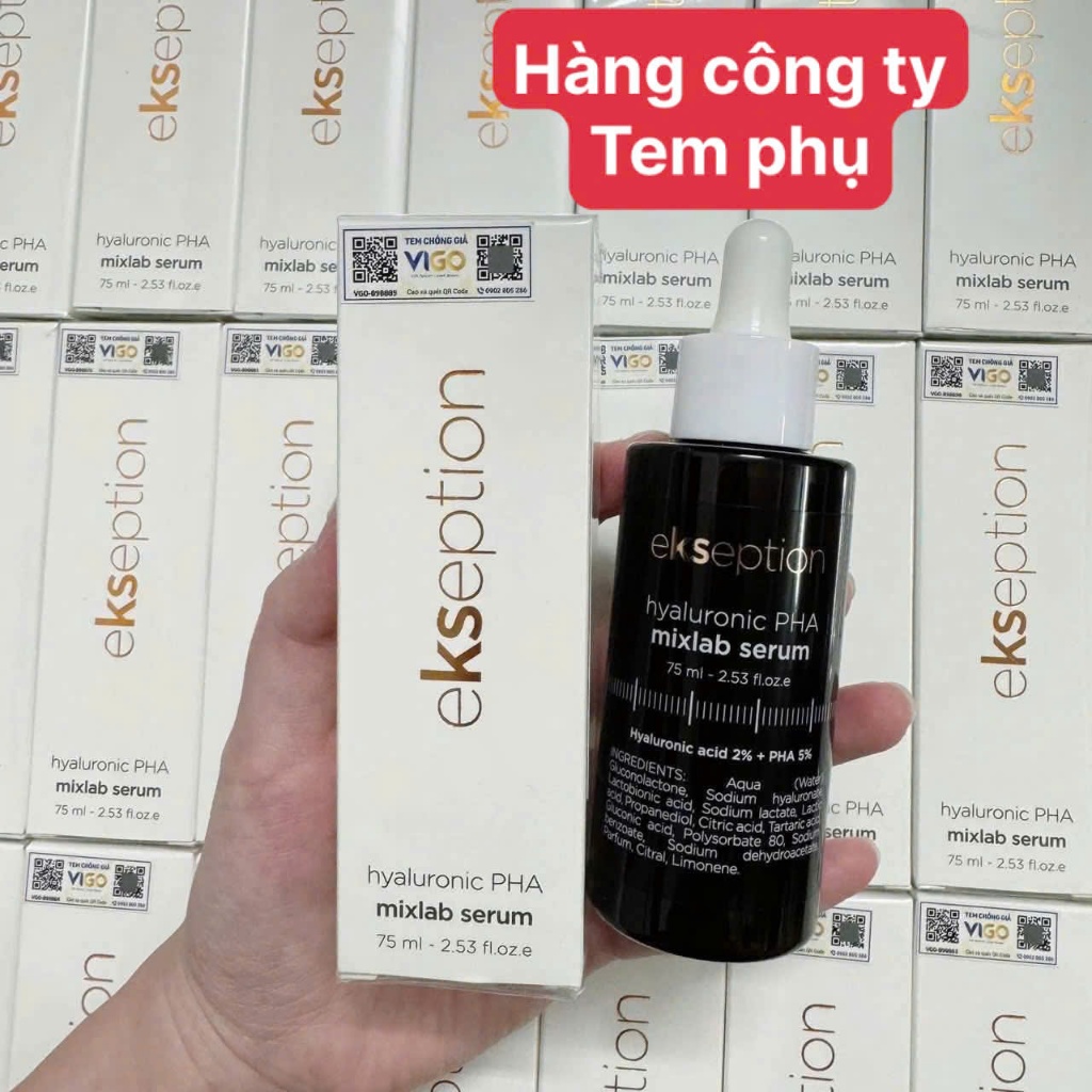 Serum kẽm Ekseption Hyaluronic ZnPCA, HA + 1% ZnPCA giảm mụn, kiềm dầu 75ml