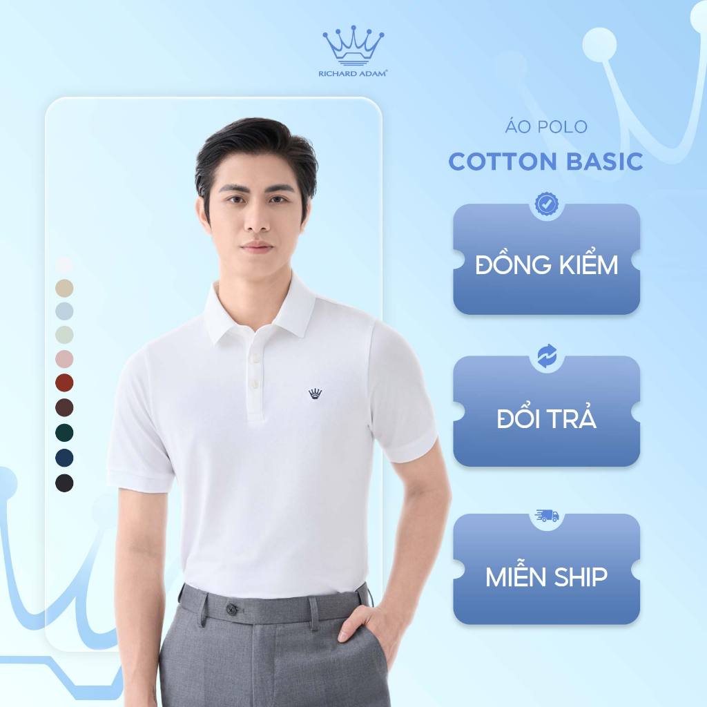 Áo Polo Nam RICHARD ADAM Vải Premium Cotton Co Giãn, Bền Màu Thoáng Khí, Form Regular PL010621