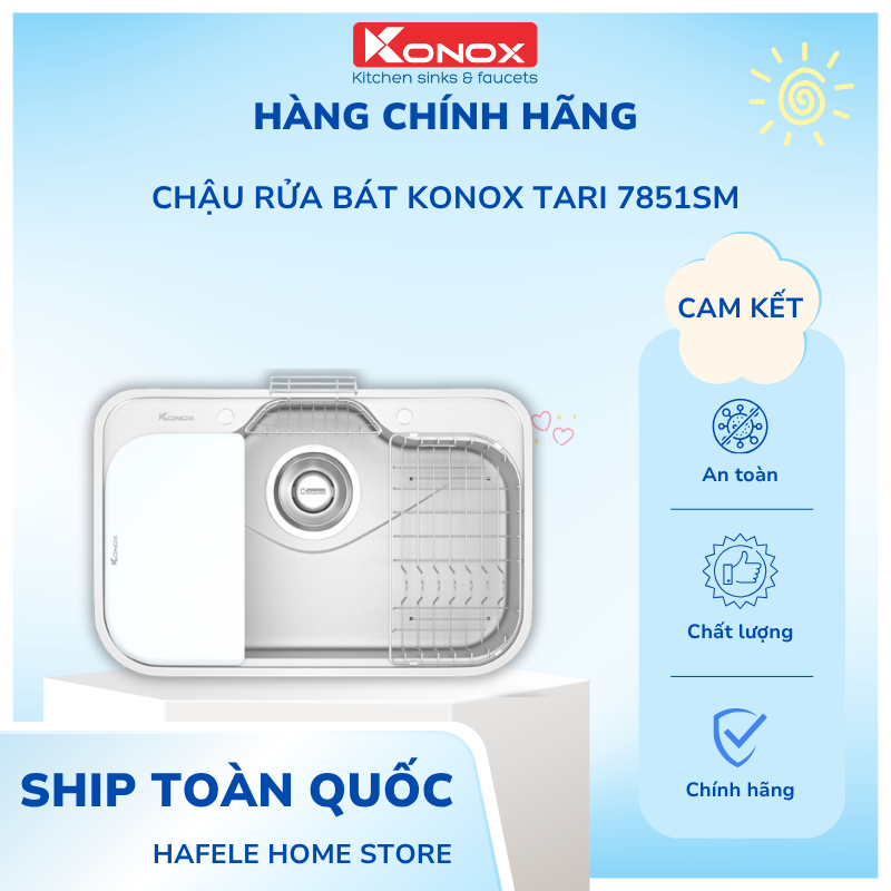 Chậu Rửa Bát Konox Tari 7851SM – Dáng Tròn - Bề Mặt Trơn Mịn - Ép Khuôn Liền Khối