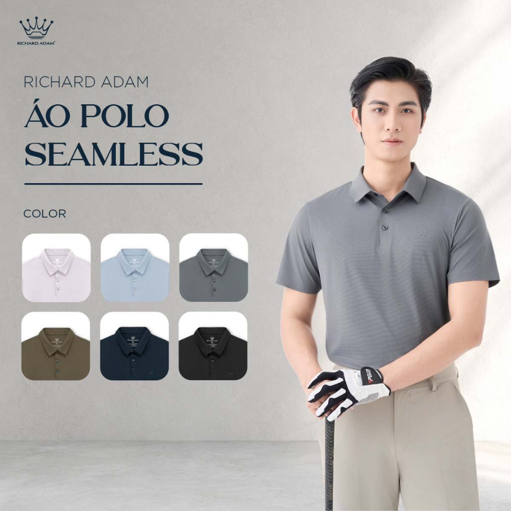 Áo Polo Nam Richard Adam Seamless Không Đường May, Vải Thun Lạnh Mềm Mại, Co Giãn Thoải Mái PL290624
