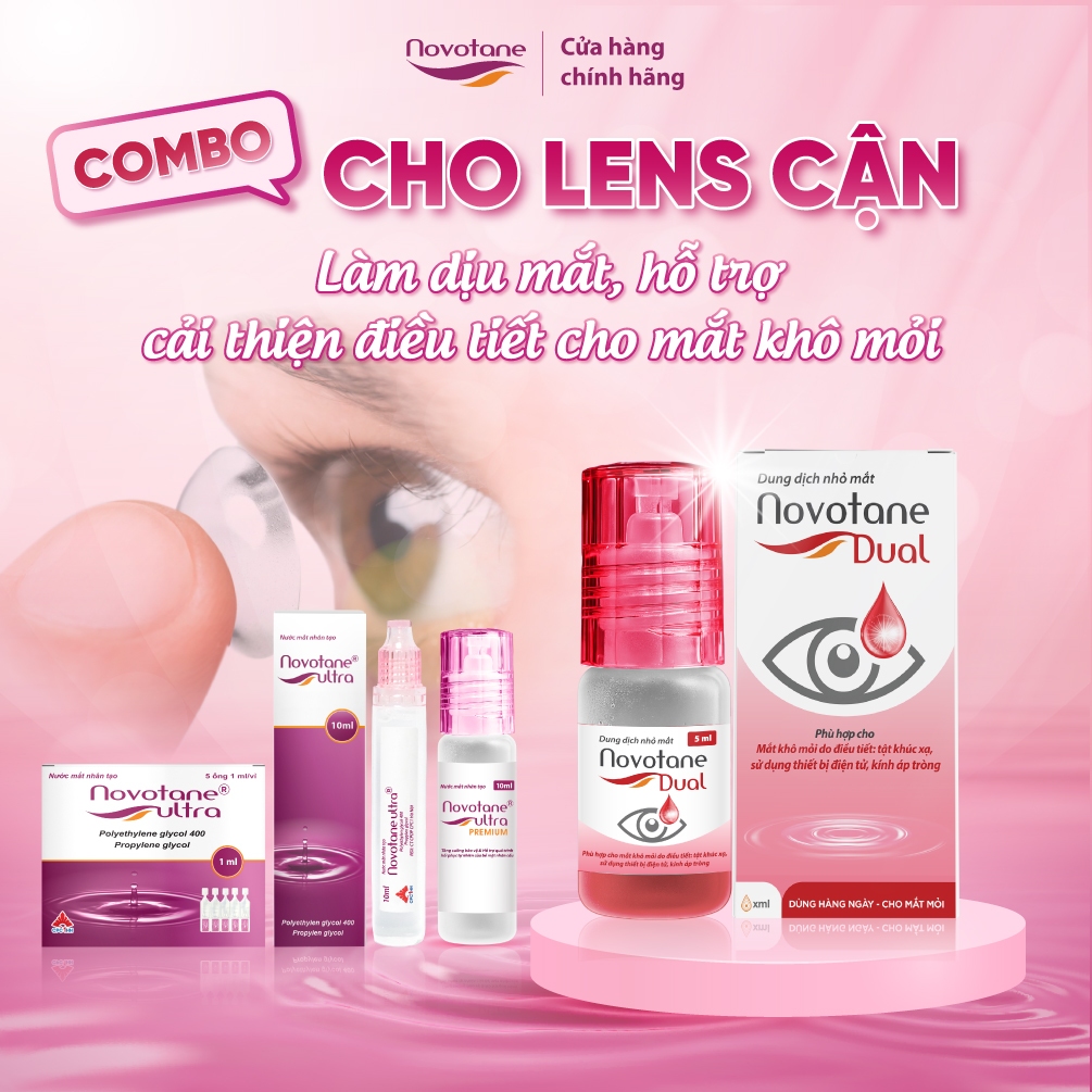 [Combo lens cận] Bộ nhỏ mắt Novotane làm dịu mắt, hỗ trợ cải thiện điều tiết cho người khô mắt, mỏi 