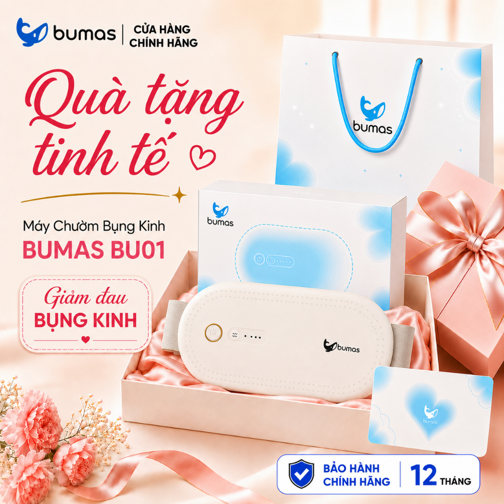 [Tặng Túi+Thiệp] Đai Chườm Nóng Bụng Kinh BUMAS BU01 - Massage Bụng Kết Hợp Chườm Bụng Nhiệt Độ Cao
