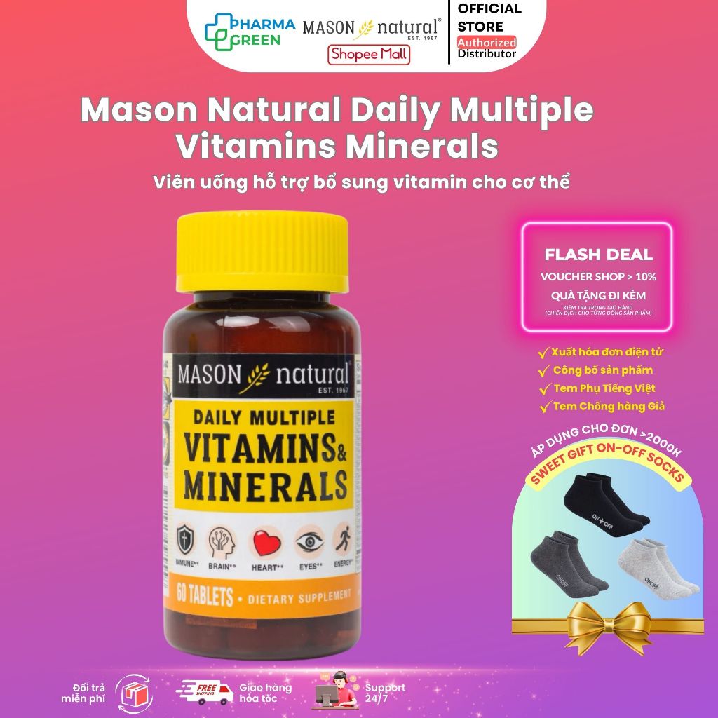Viên uống vitamin tổng hợp Mason Natural Daily Multiple Vitamins With Minerals 60 viên