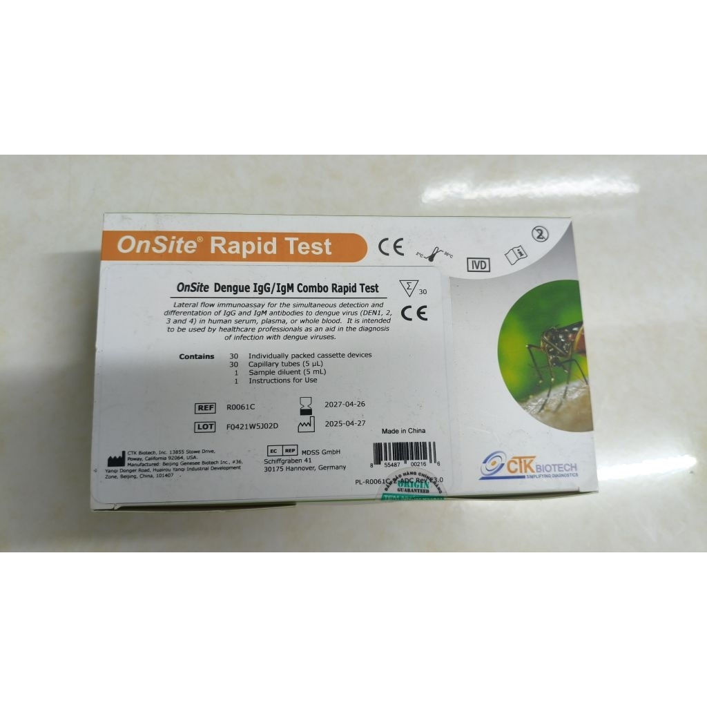 Hộp 30 test sốt xuất huyết Dengue IgG/IgM Combo Rapid Test