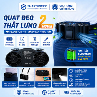Quạt Đeo Hông 2 Động Cơ| Quạt Điều Hòa Mini Đeo Thắt Lưng | 4 Cấp Gió | Tích Hợp Sạc Dự Phòng Thuận Tiện