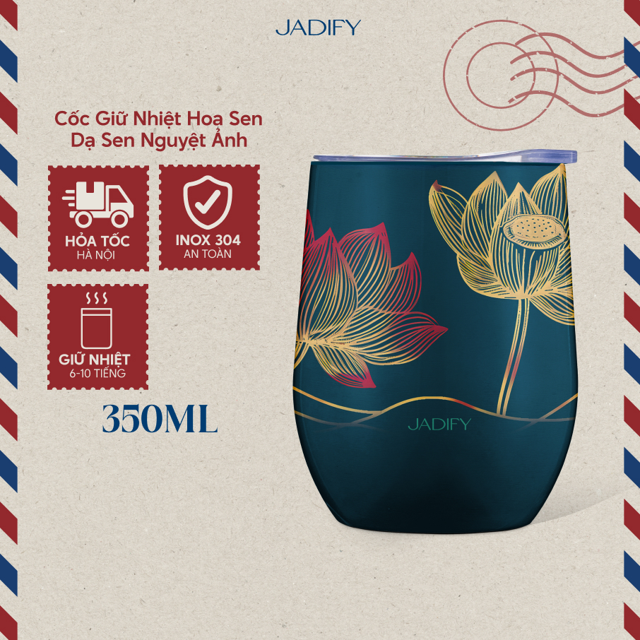 Cốc Giữ Nhiệt Hoa Sen - Dạ Sen Nguyệt Ảnh - Eggy Cup Midnight – 350ml - Jadify
