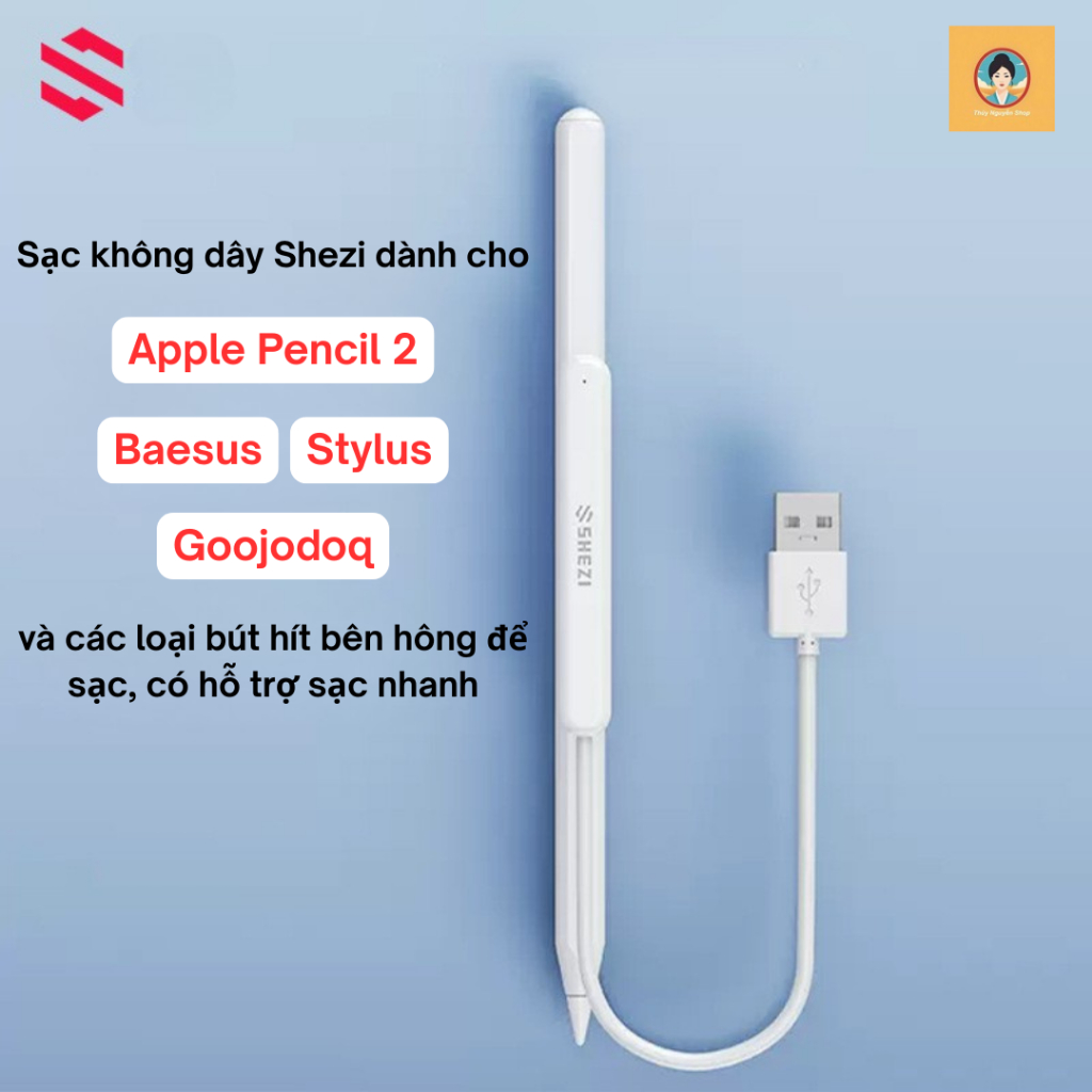 [Shezi] Sạc không dây dành cho Apple Pencil 2 / Baesus / Goojodoq / Stylus và các loại bút hít bên h