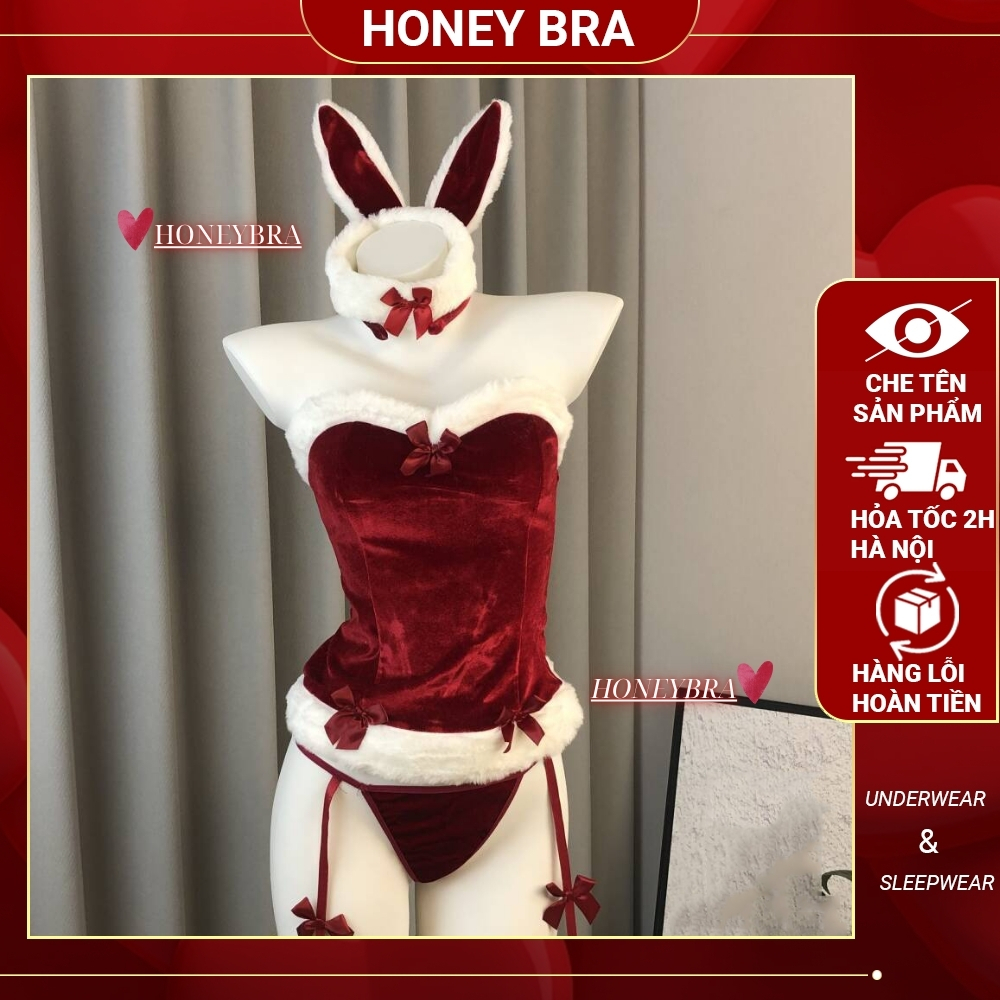 Cosplay thỏ bunny nhung bông valentine mềm mịn có đuôi JS51 Đồ ngủ nữ gợi cảm sexy quyến rũ set áo ố