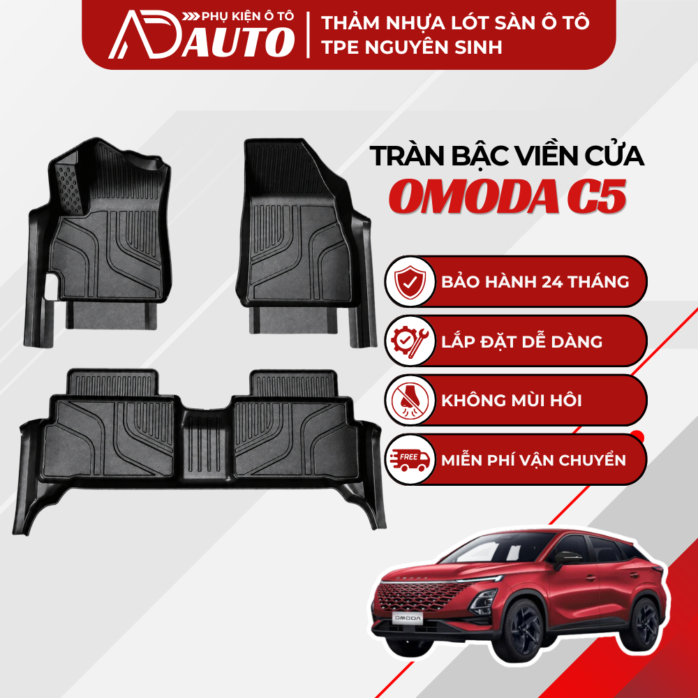 Thảm Lót Sàn Ô Tô OMODA C5, Thảm Lót Sàn AD AUTO Đúc Khuôn Nhựa Tpe Cao Cấp, An Toàn, Bền Đẹp