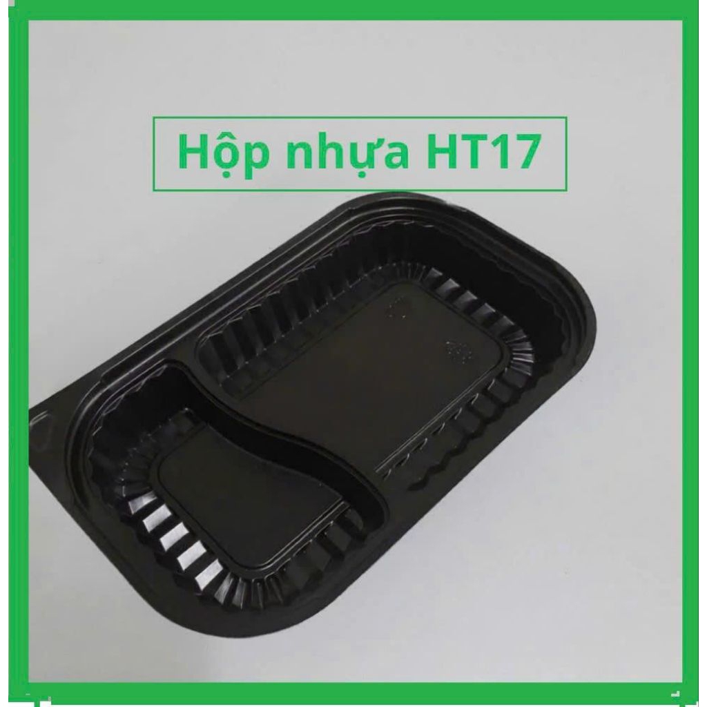 (Thùng 500 cái) Hộp nhựa để đen PET 2 ngăn HT17