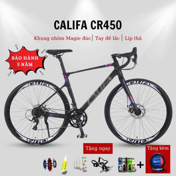 Xe Đạp CALIFA CR450 Khung Nhôm AL6061 Vành Cao 4cm Cối Nổ Bạc Đạn L-TWOO R3 Chính Hãng