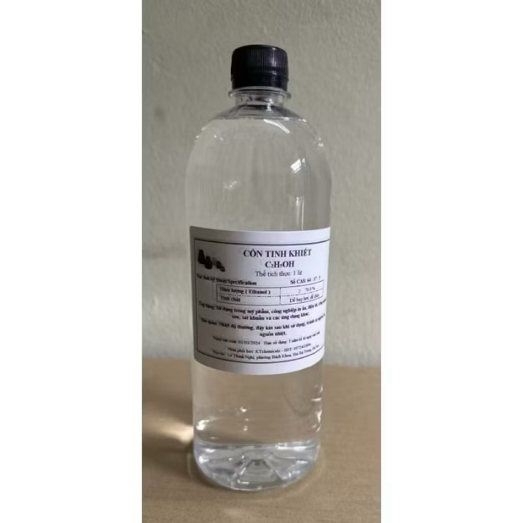 Cồn ethanol chai 1 lít, 70, 75, 90, 95, 96, 99,5 độ