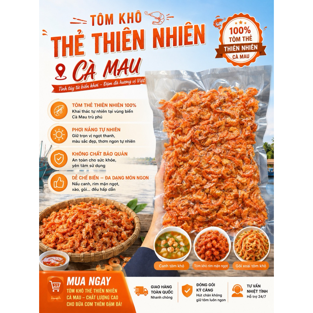 Tôm khô Cà Mau thẻ thiên nhiên con vừa ăn, nấu canh, kho quẹt - Tôm khô Cà Mau nhà Shin