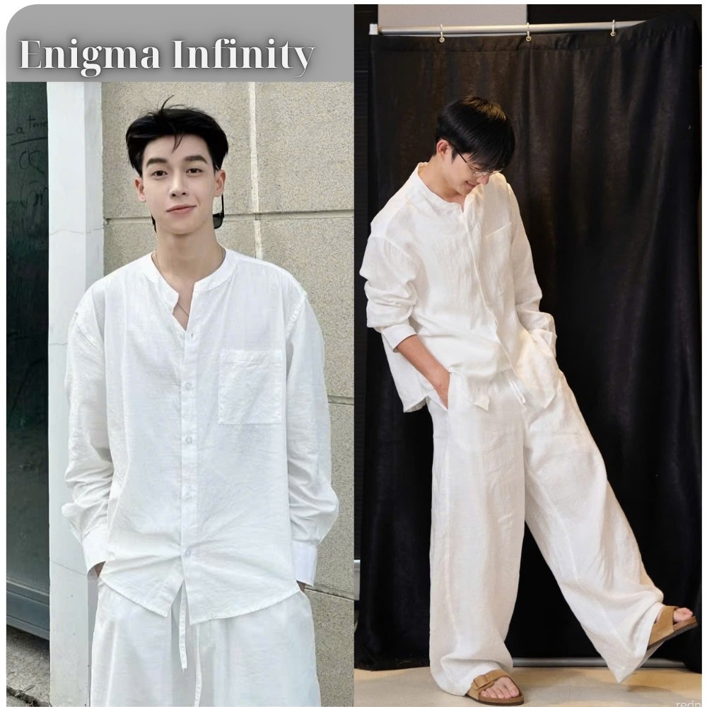 Bộ Đũi Nam Ống Rộng Enigma Infinity – Set Linen Nam Form Relax, Quần Dài Suông Phong Cách Hàn Quốc