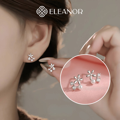 Bông tai nữ chuôi bạc 925 Eleanor Accessories hình hoa phụ kiện trang sức khuyên tai mini 12162
