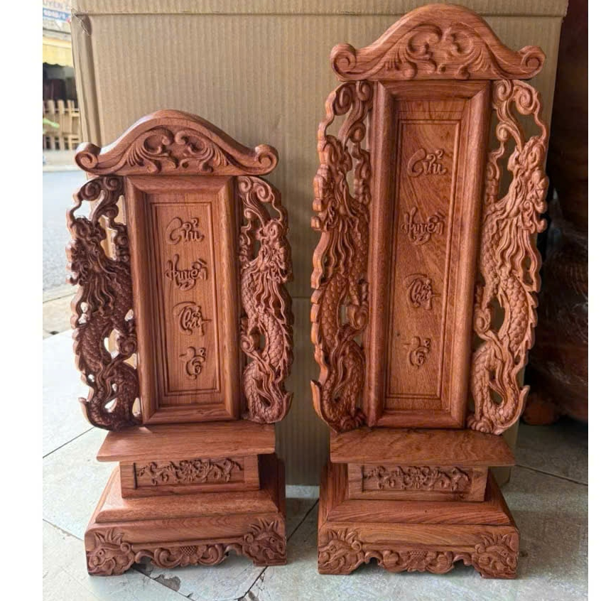 Bài vị thờ cửu huyền thất tổ gỗ hương cao 50x24 và 60x24 cm