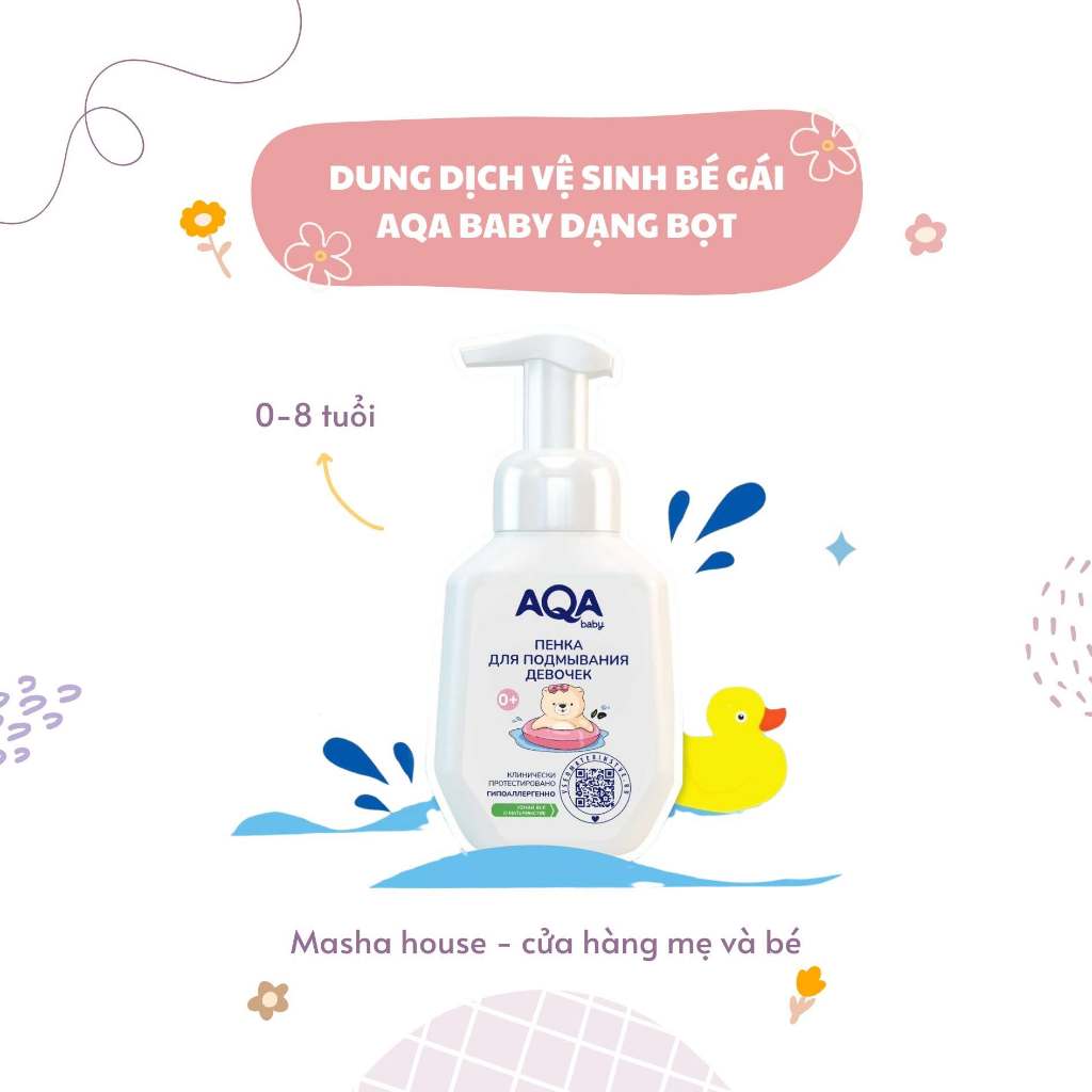 Dung Dịch Vệ Sinh Aqa Baby Dạng Bọt Cho Bé Gái Từ 0-8 Tuổi