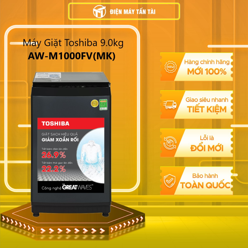 (HCM) - AW-M1000FV(MK) - Máy Giặt Toshiba 9.0 kg AW-M1000FV MK