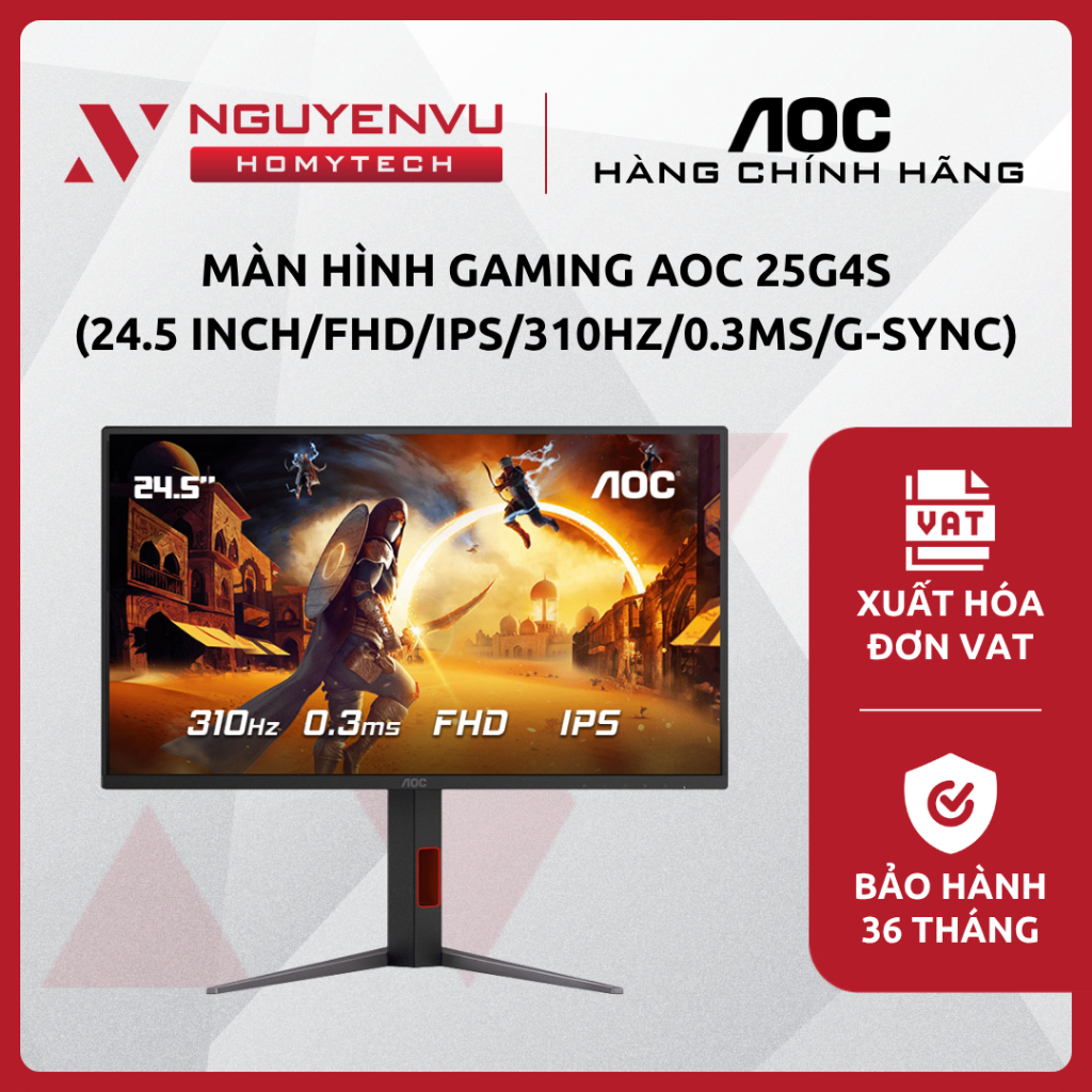 [Full VAT] Màn hình Gaming AOC 25G4S (24.5 inch/FHD/IPS/300Hz/0.3ms/G-SYNC) - CHÍNH HÃNG