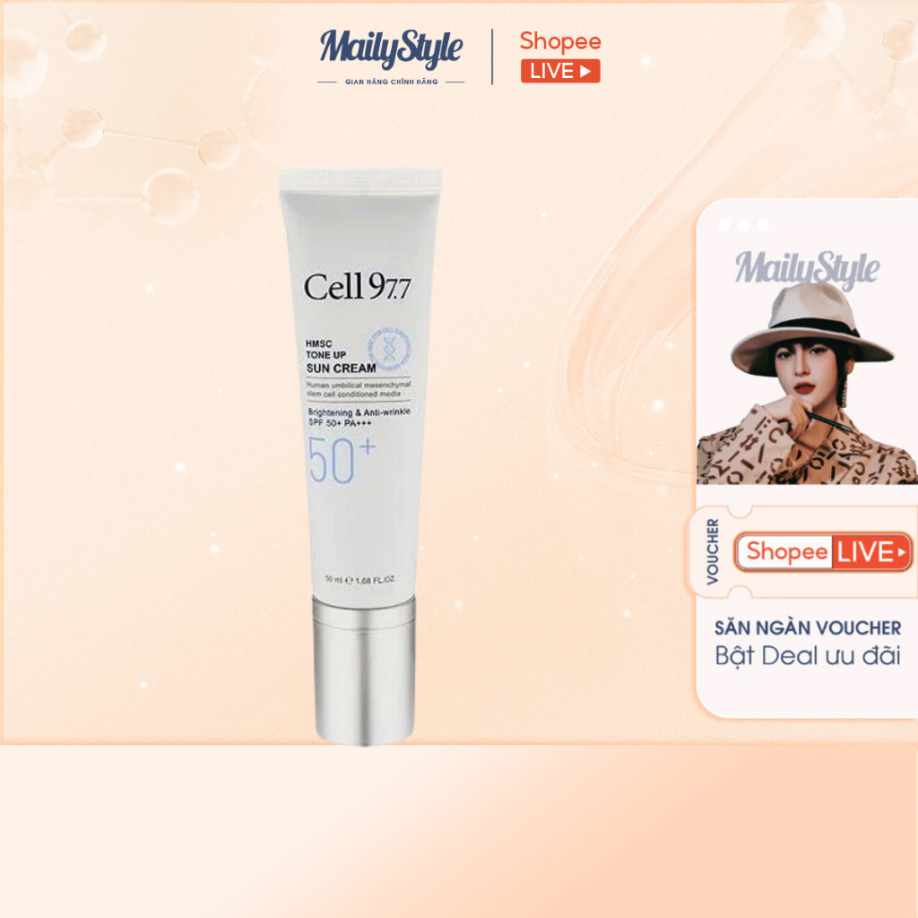 C82_Kem chống nắng nâng tone tế bào gốc Cell 97.7 Tone Up HMCS Tone up sun cream SPF 50+ PA++++