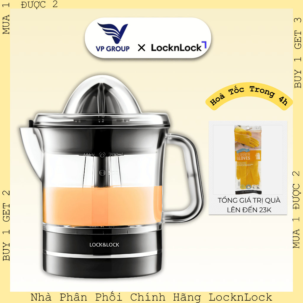 [LOCKNLOCK] Máy Vắt Nước Cam LocknLock chính hãng, màu đen  -  EJJ236BLK (VPG)