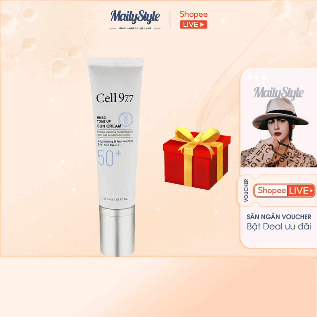 C82_(KÈM QUÀ) Kem chống nắng nâng tone tế bào gốc Cell 97.7 Tone Up HMCS Tone up sun cream SPF 50+ P