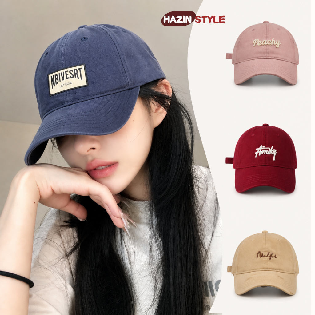 Mũ lưỡi trai thời trang HAZIN thêu chữ basic, form cứng, chất kaki mềm mịn cao cấp thoáng mát, phong