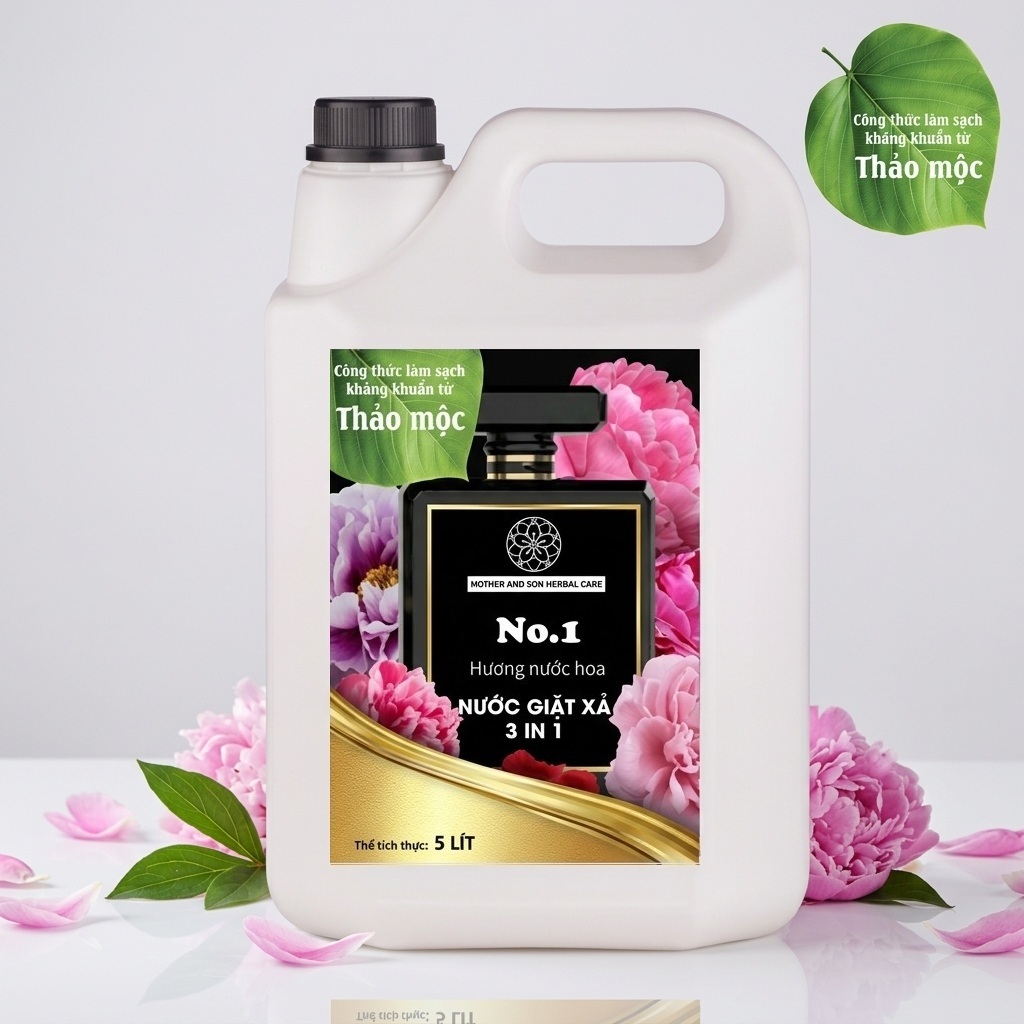 Nước giặt xả hương nước hoa 3 trong 1 (No1) can 5 lít